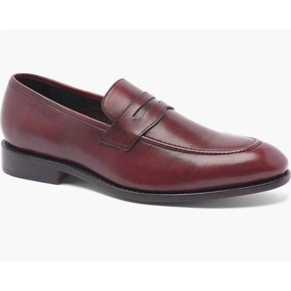 New Anthony Veer Gerry Penny Loafers Slip On Shoes Wine Men Leather Sz 9 Lite